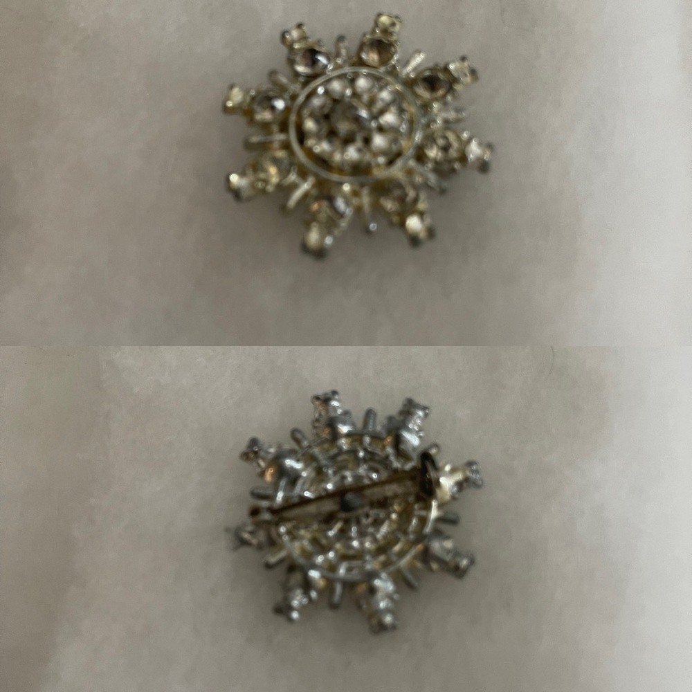 Vintage Pot metal clear rhinestones - Picture 3 of 3